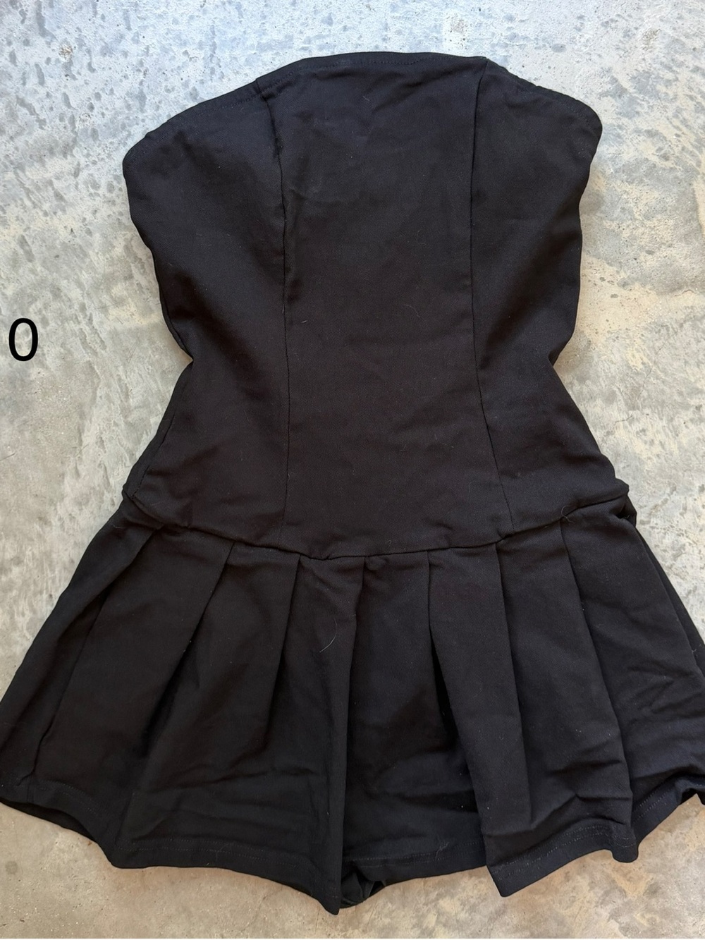 Strapless Black Pleated Romper